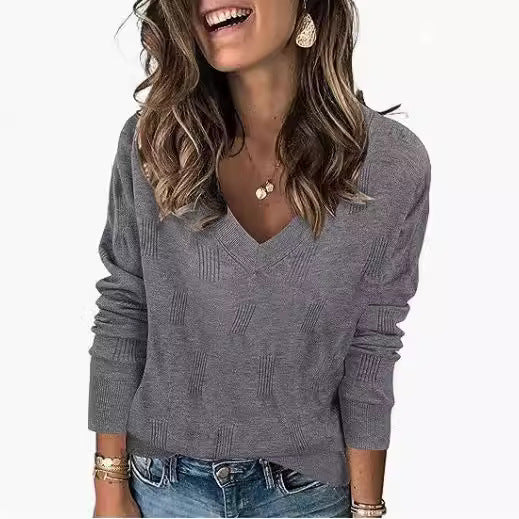 Women's Casual Solid Color Ribbed Long Sleeve Sweaters