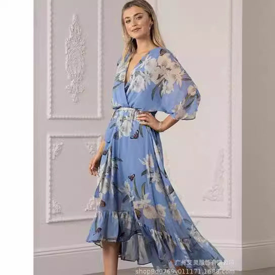 Robes en mousseline de soie à imprimé floral pour femmes