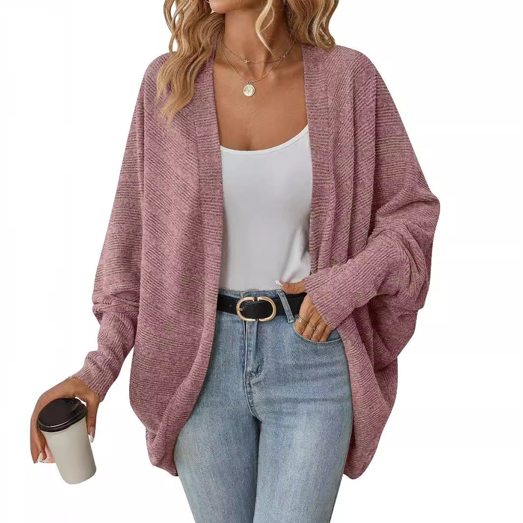 Women's Fashionable Batwing Sleeve Loose Knitted Knitwear