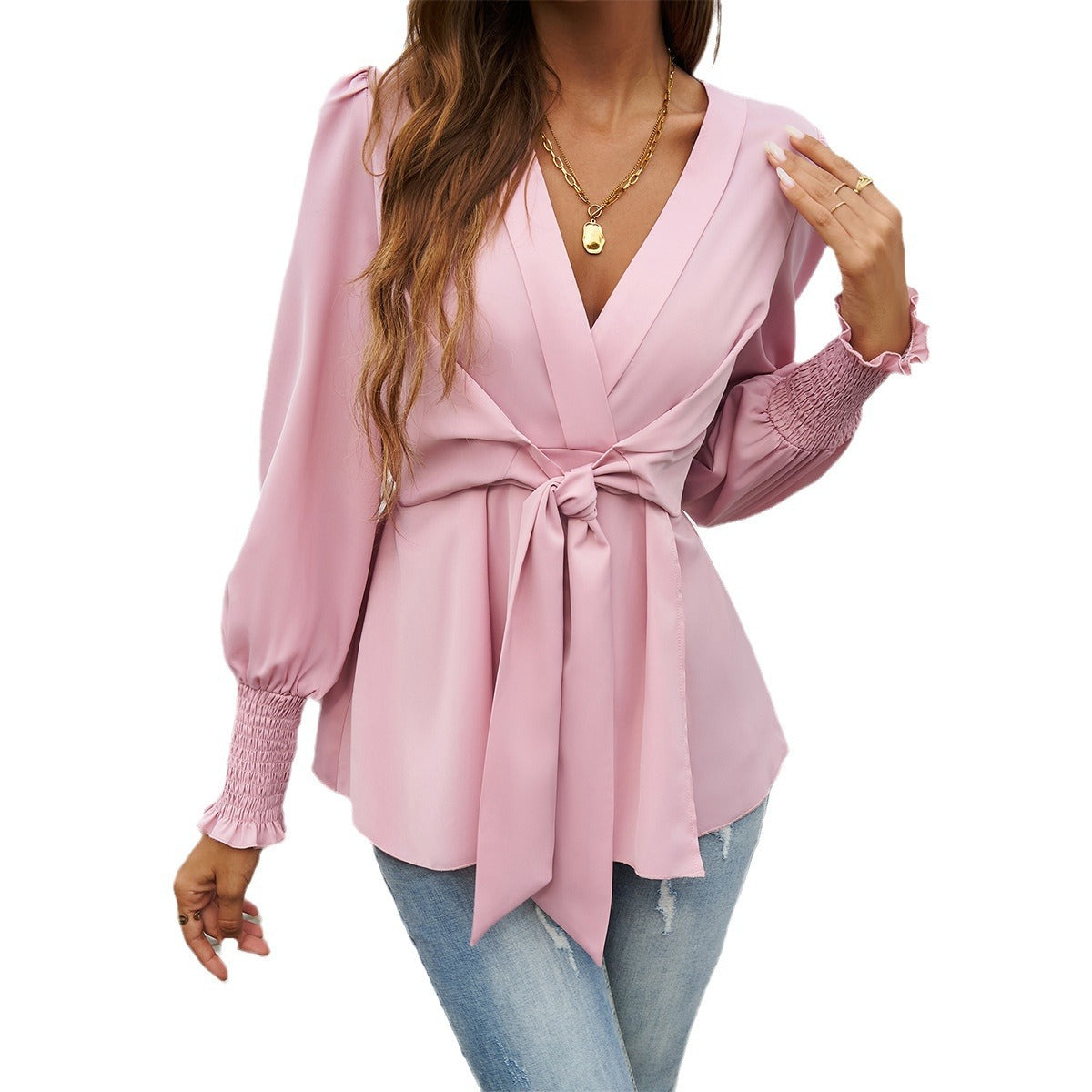 Women's Temperament Leisure Solid Color Long Sleeve Blouses