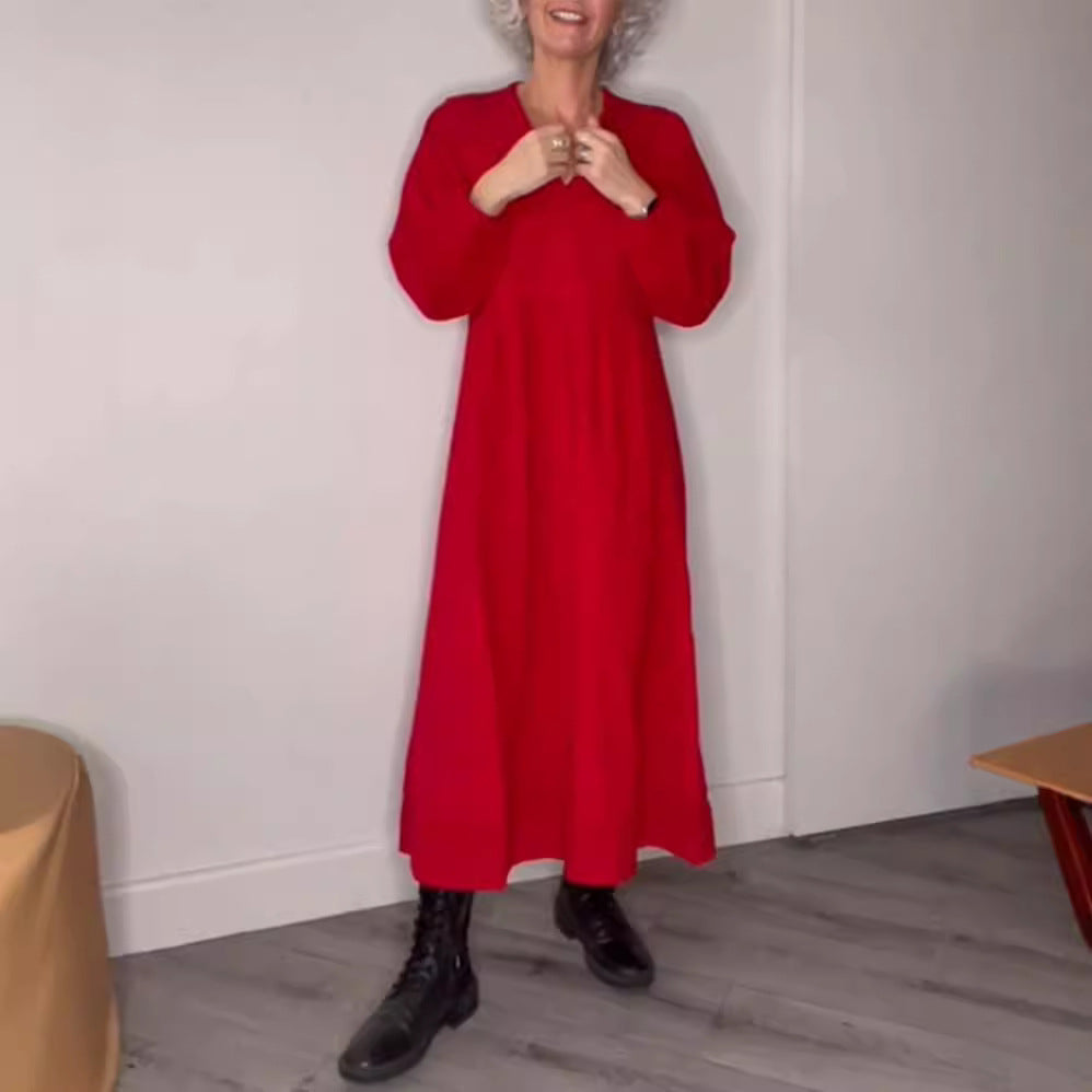 Robe élégante à poches de couleur unie pour femmes