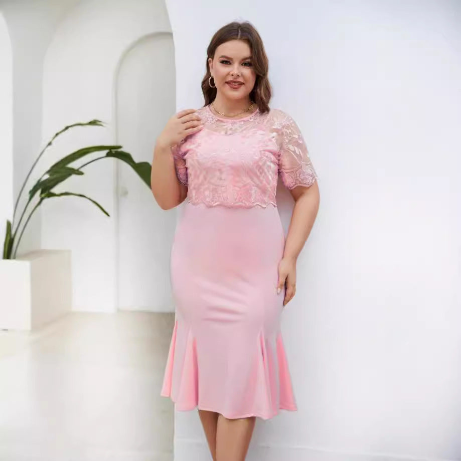 Embroidered Stitching Dress Slim Fit Slimming Dresses