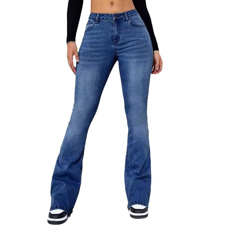 Waist Straight Slim Fit Slimming Versatile Jeans