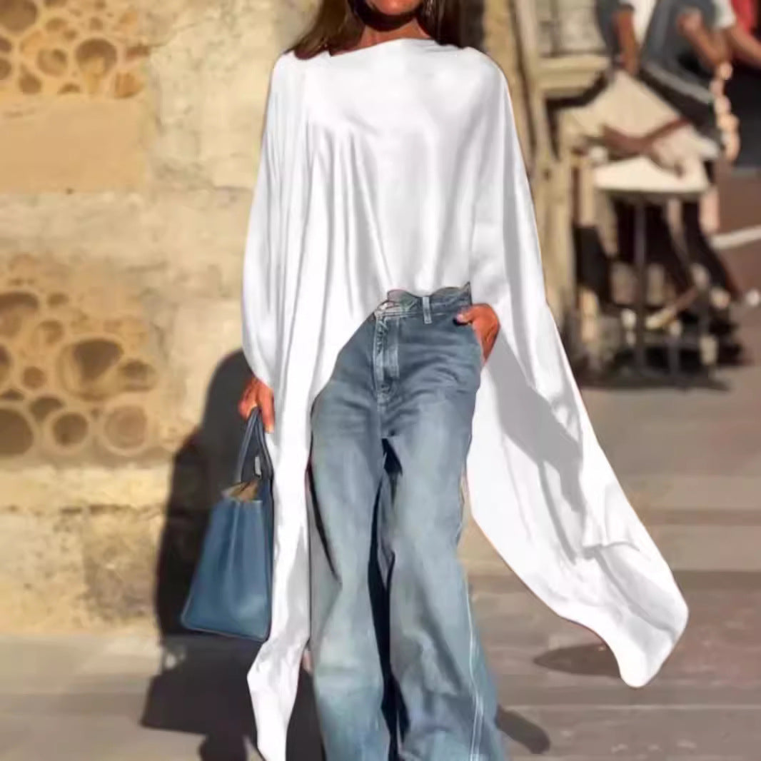 Chemisiers amples et élégants à ourlet irrégulier de couleur unie pour femmes