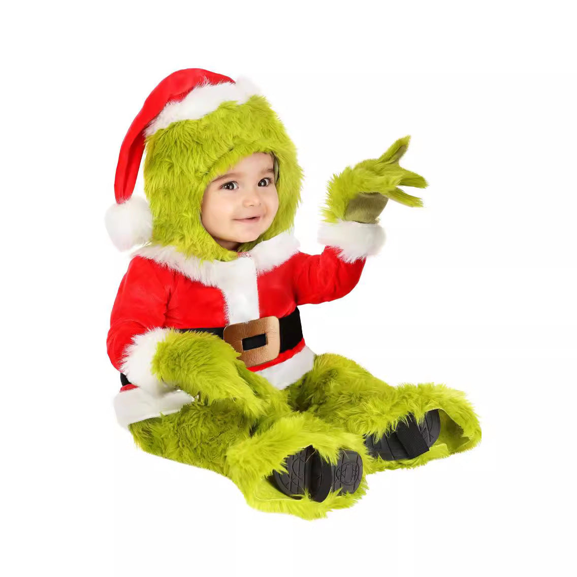 Monstre à fourrure verte d'Halloween Grinch Père Noël avec costumes