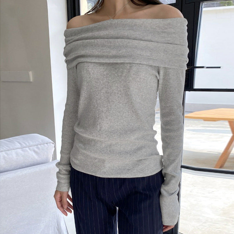 Women's Solid Color Simple Knitting Design Hot Fashionable Blouses