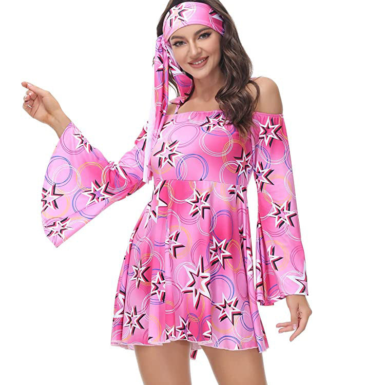 Robe imprimée d'automne pour femme, vêtements de génération Hippies pour Halloween