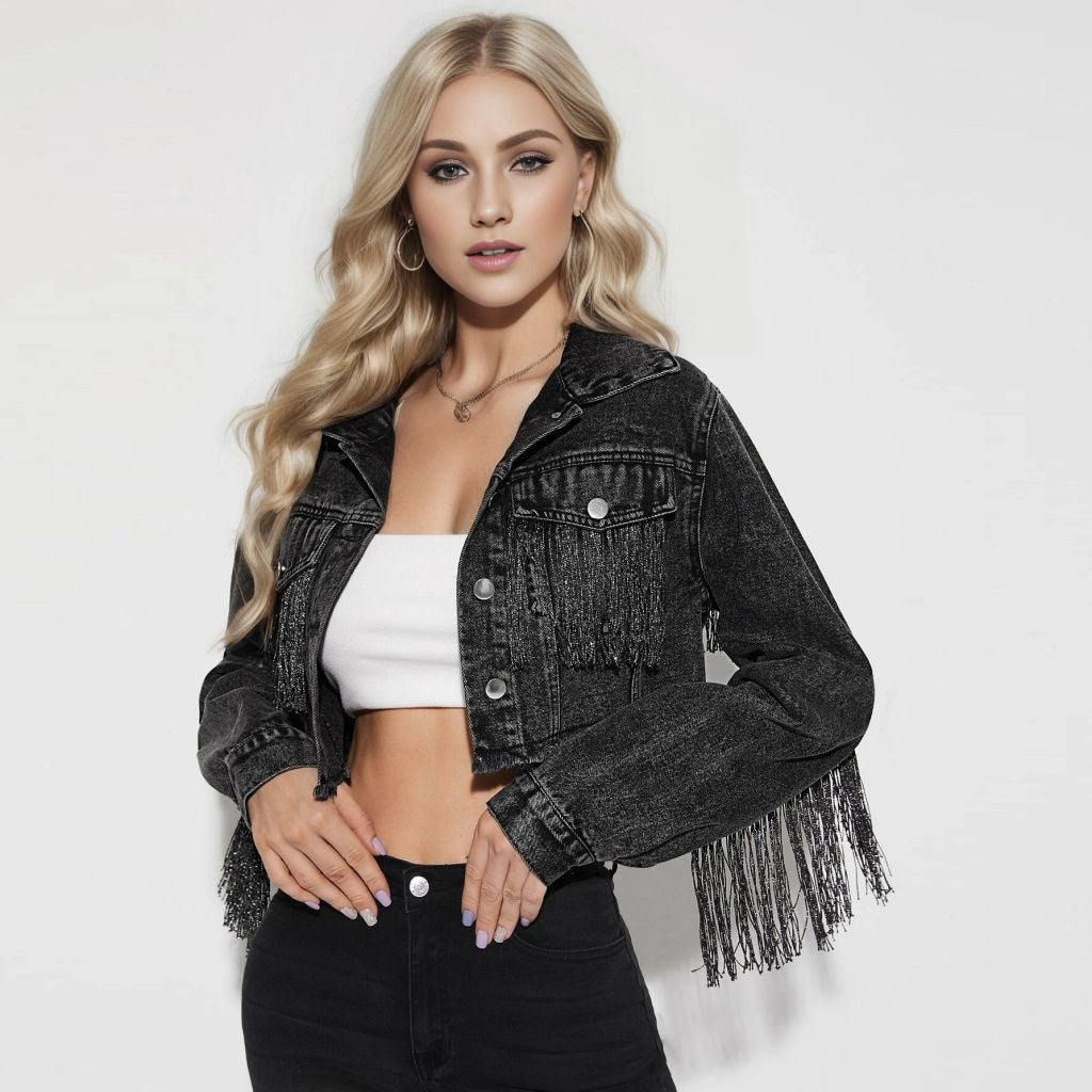 Women's Denim Fashion Tassel Stitching Do The Jackets