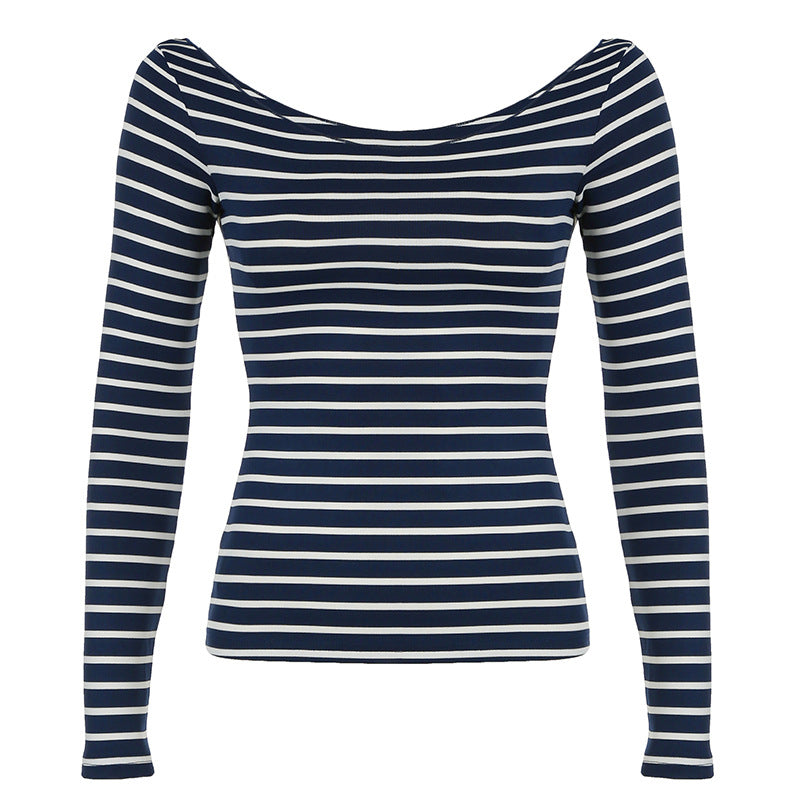 Women's Casual Long-sleeved Striped T-shirt Street Cool Blouses