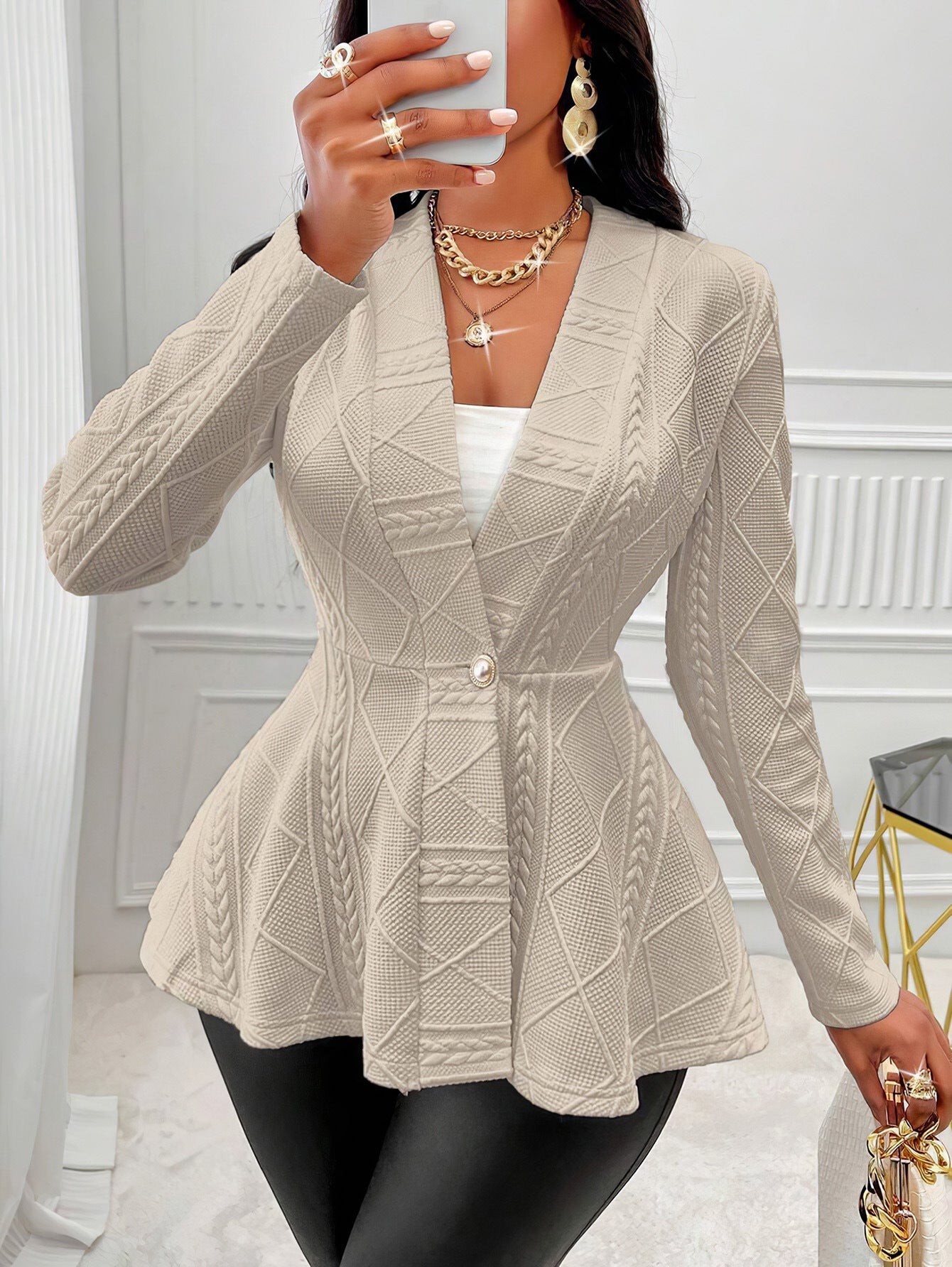 Women's Autumn Thickened Slim Fit Fashion Jacquard Blazers