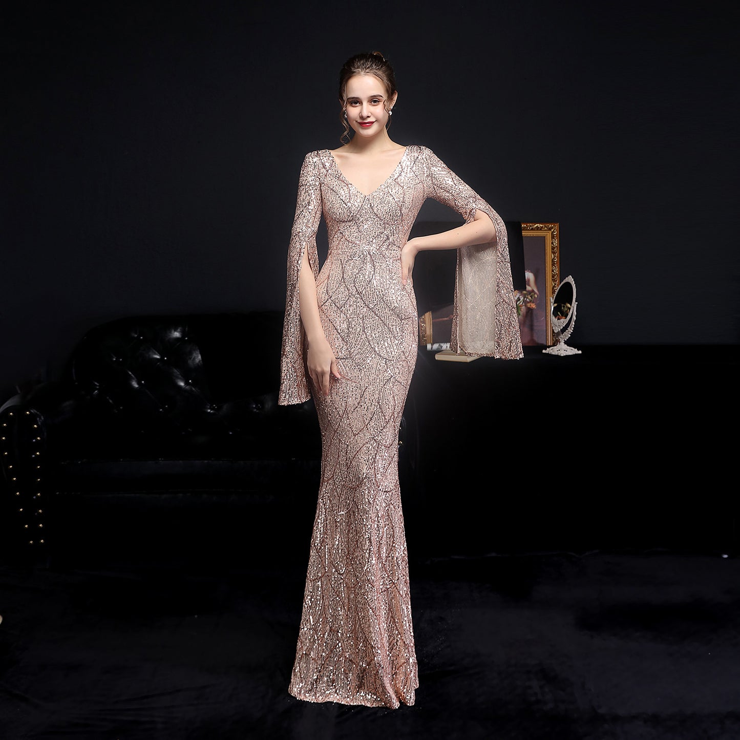 Sequined Long Banquet Fishtail Elegant Party Wedding Dresses