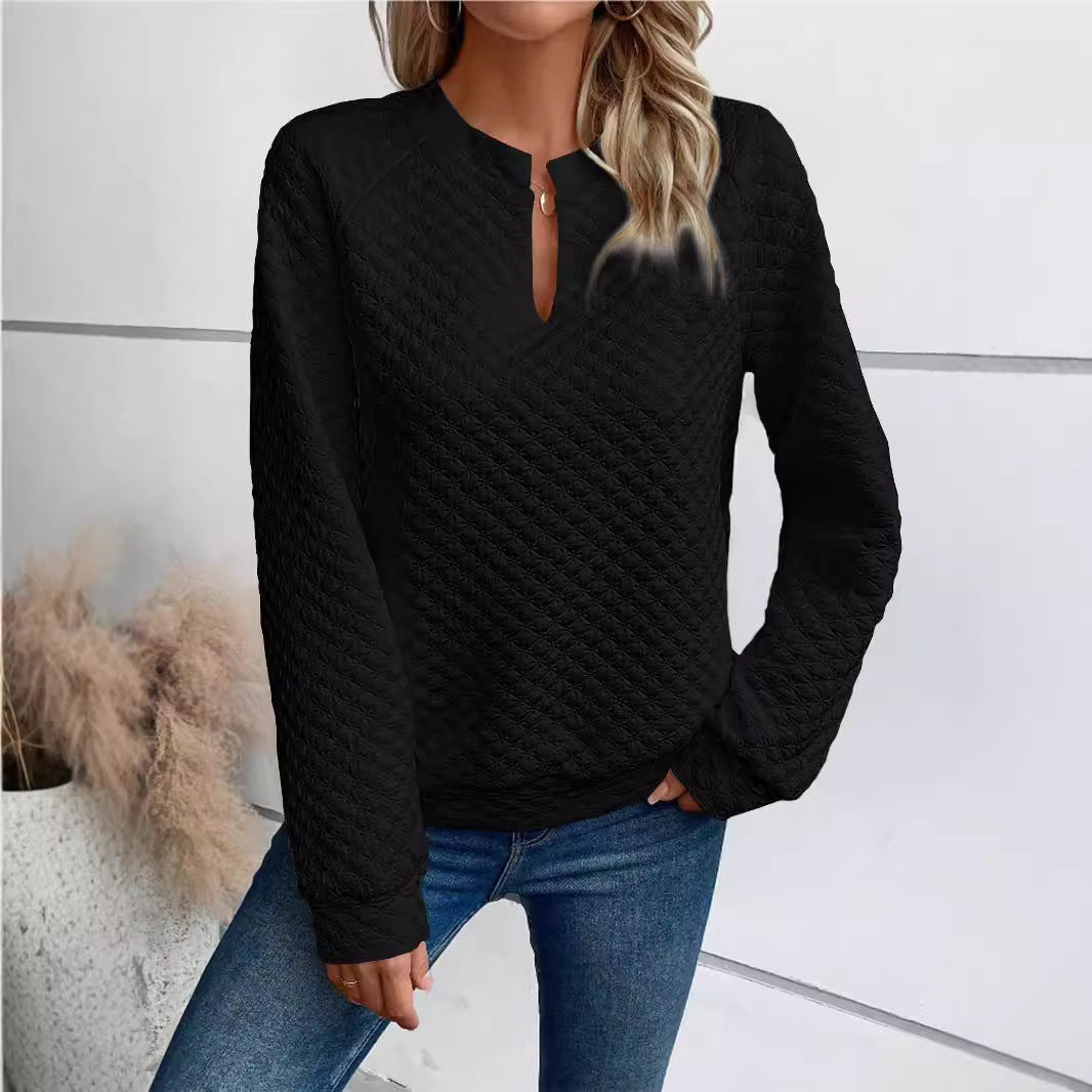 Women's Color Deep Stitching Long Sleeve Casual Sweaters