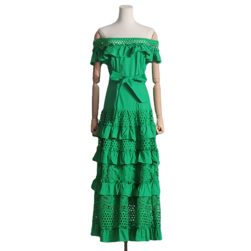 Women's Retro Lace Temperament Fairy Slimming Embroidered Dresses