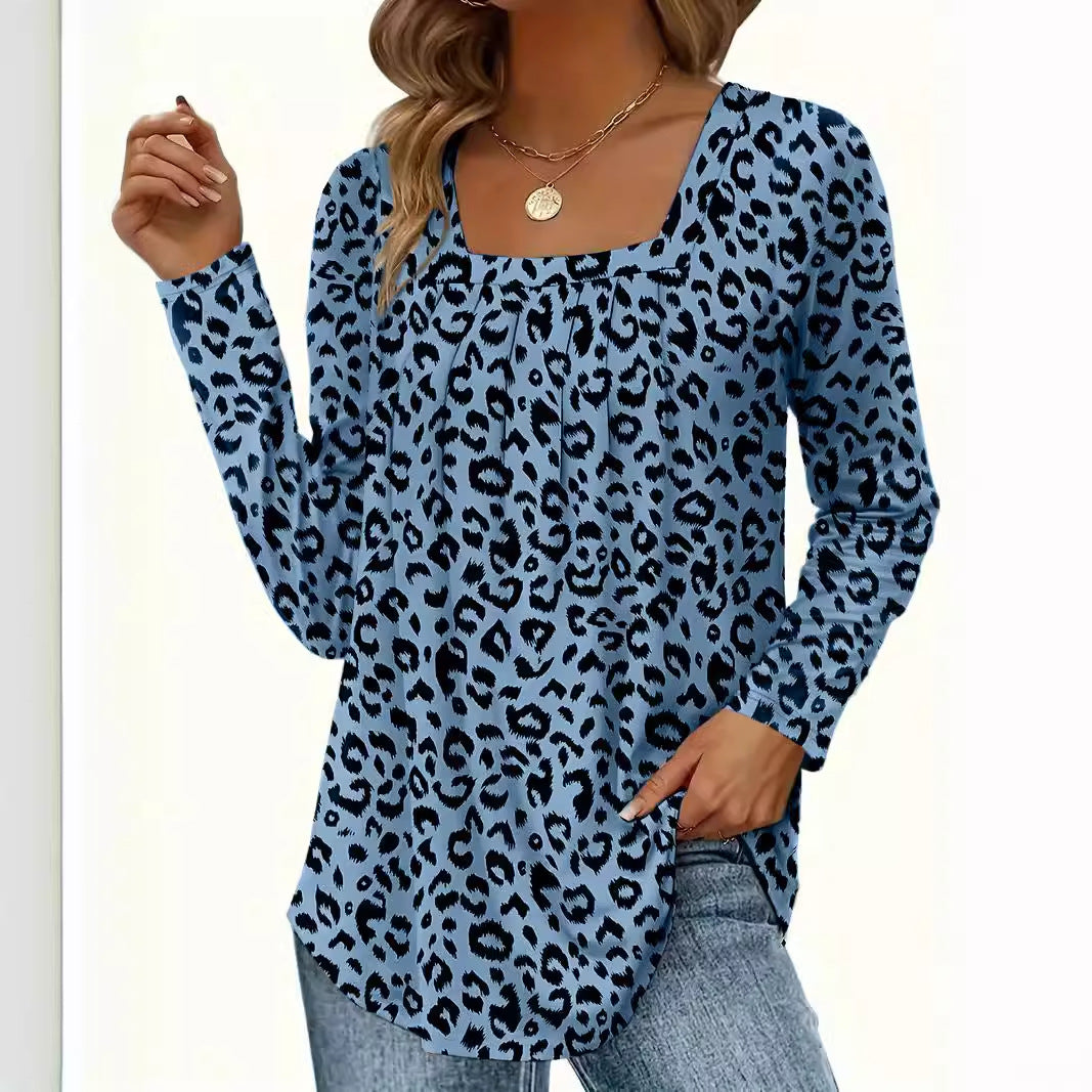 Leopard Print Digital Printing Temperament Leisure Blouses