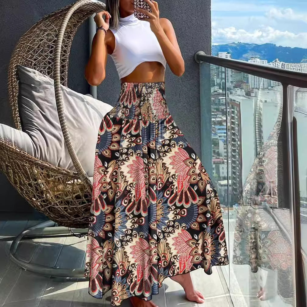 Women's Summer Waist Slimming Printed Wear For Skirts