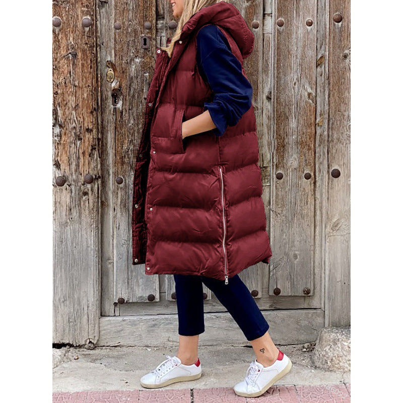 Color Hooded Long Cotton Casual Fashion Coats