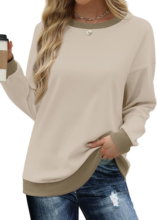 Pull ample à manches longues et col rond pour femme