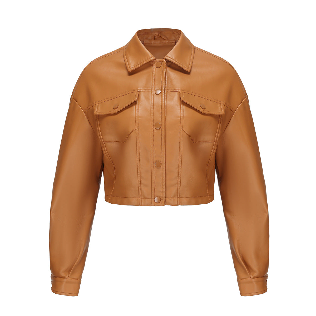 Women's Loose Casual Leather Long-sleeved Single-breasted Lapel Jackets