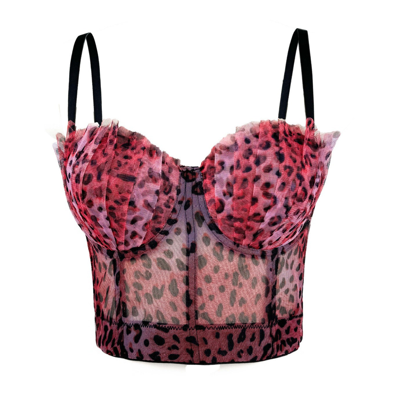 Design Pleated Tube Sexy Leopard Print Tops