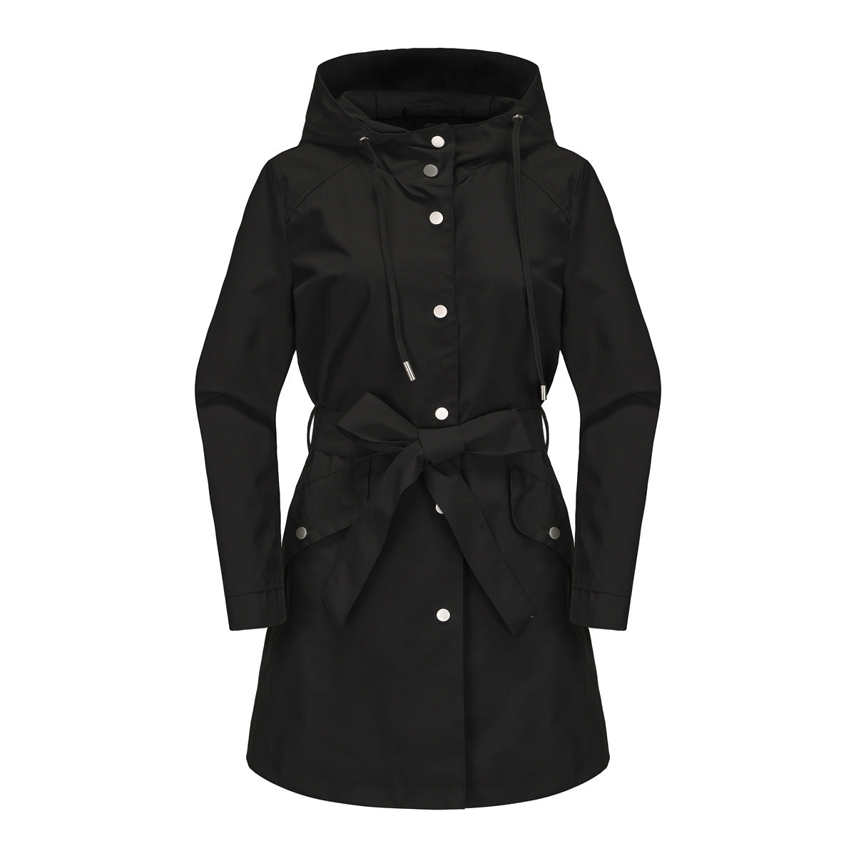 Women's Hooded Waterproof With Belt Thin Casual Coats