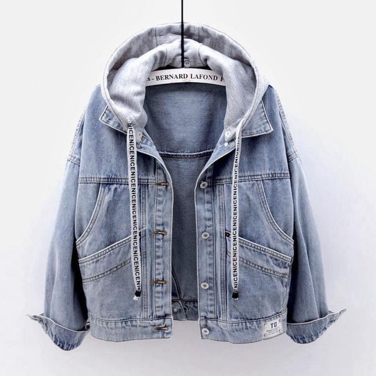 Women's Korean Style Hooded Denim Chic Large Jackets