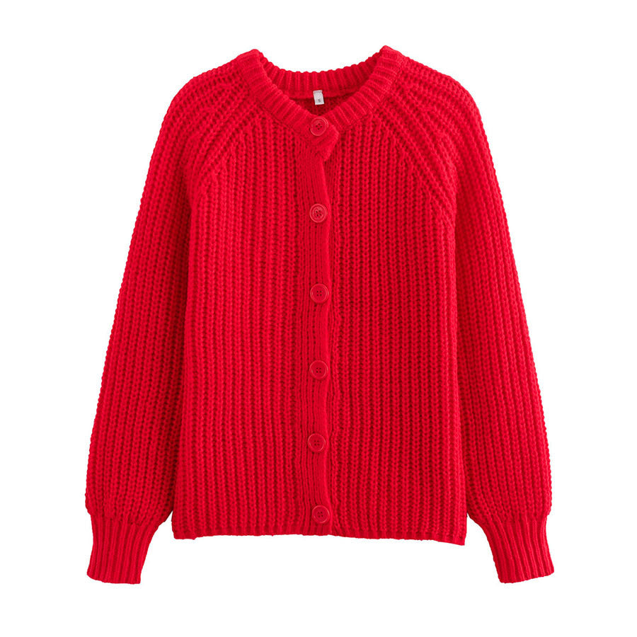 Women's Fashion Casual Solid Color Knitted Round Cardigans