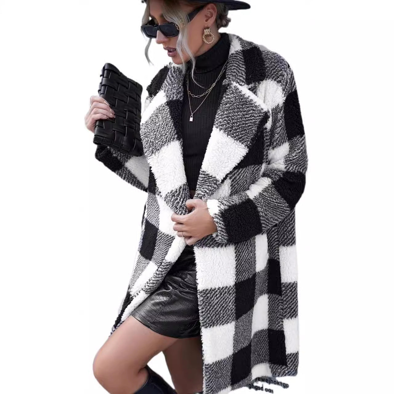 Women's Autumn Lapel Long Sleeve Plaid Loose Coats