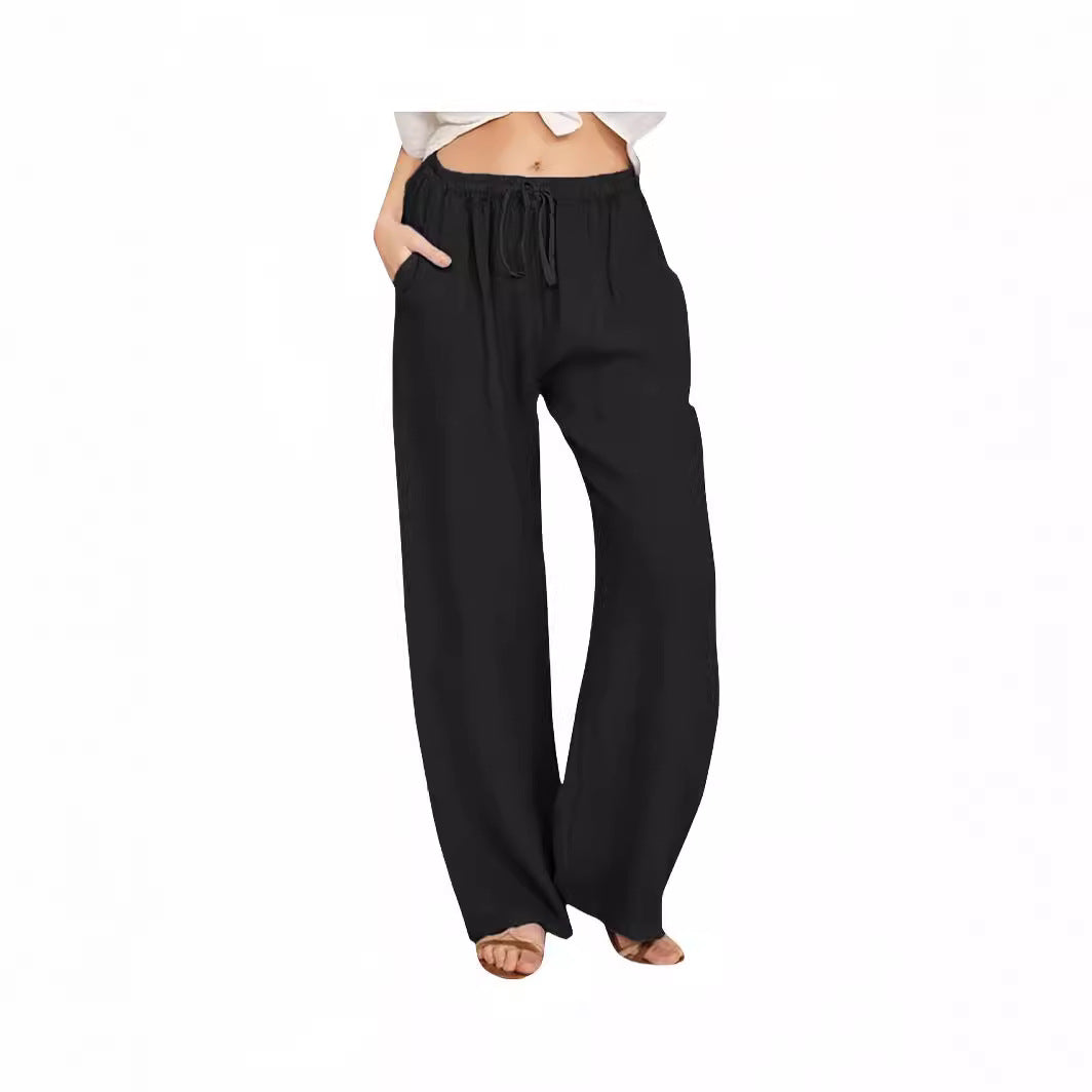 Women's Summer Wide Leg Drawstring Loose With Pants