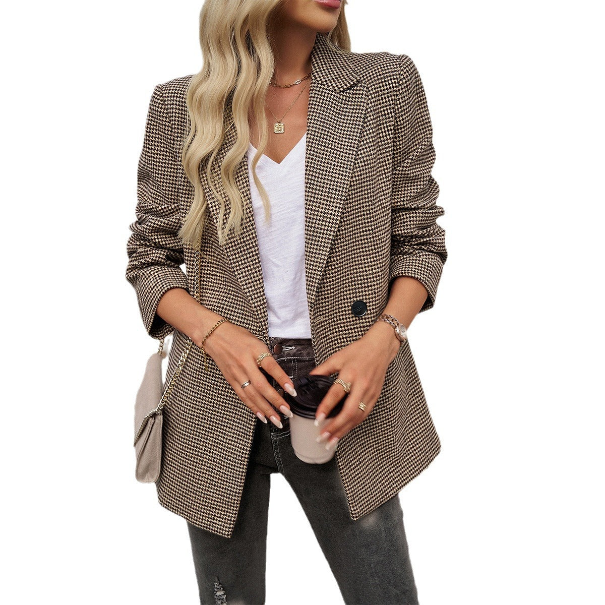 Women's Temperament Commute Contrast Color Lapels Button Blazers