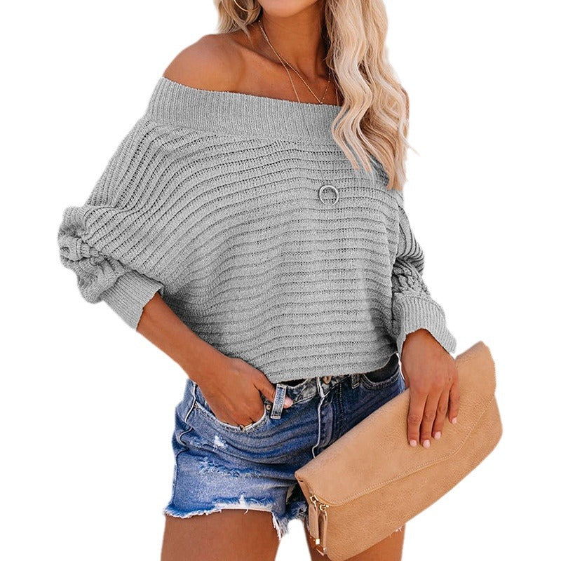 Women's Spring Pit Striped Batwing Sleeve Knitwear