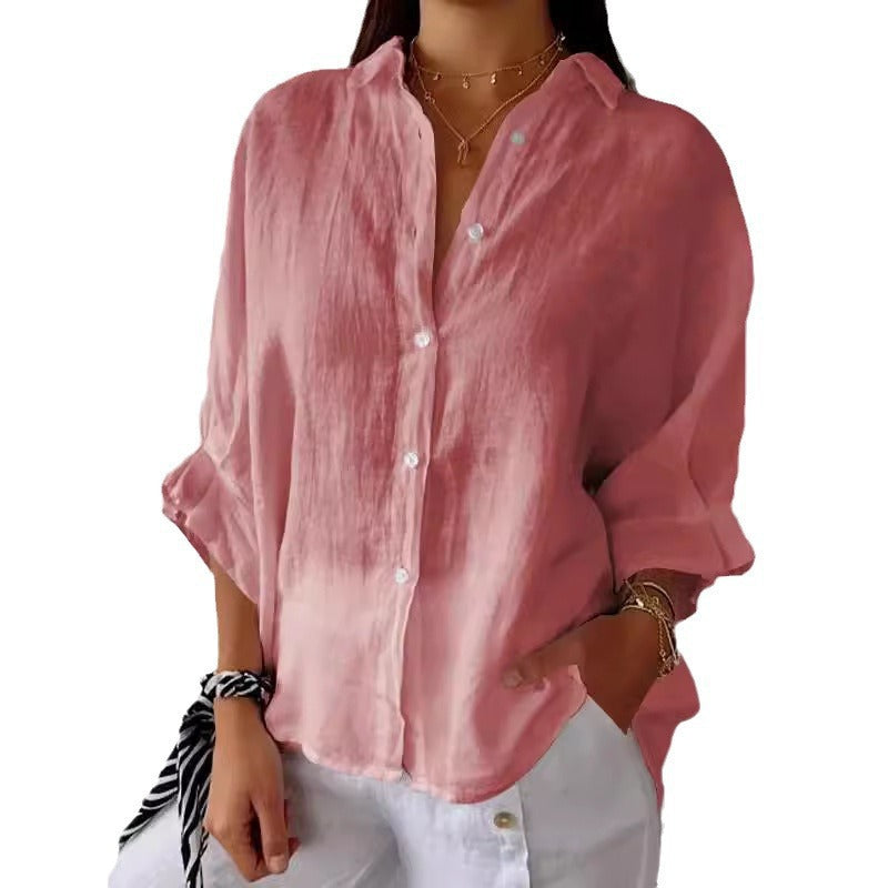 Spring Cotton Linen Back Design Shirt Blouses