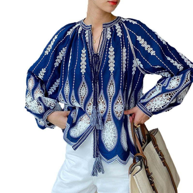 Women's Vacation Style French Shirt Long Sleeve Blouses