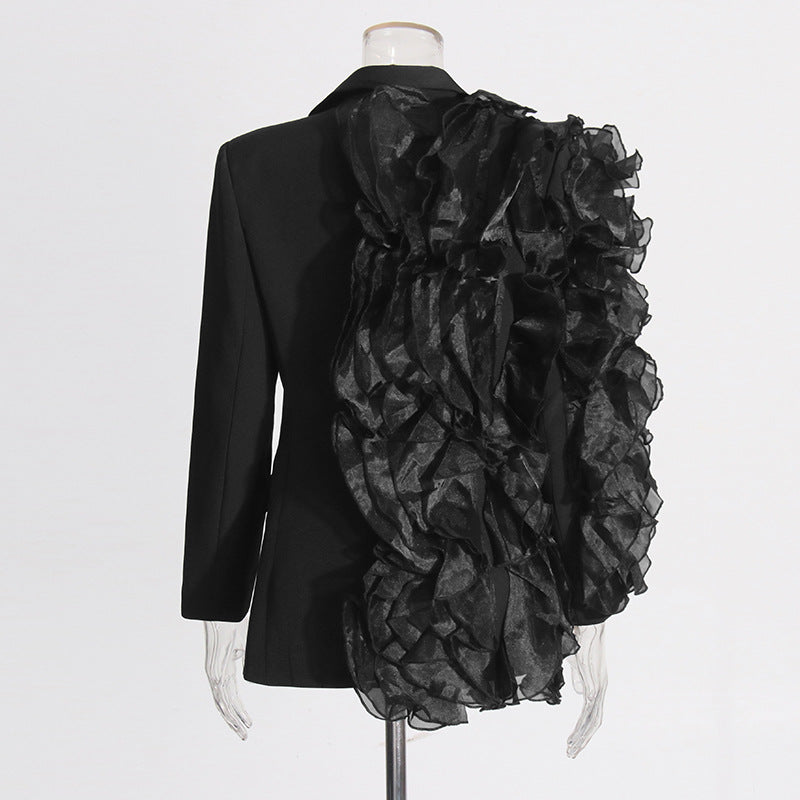 Women's High-grade Autumn Irregular With Personality Ruffled Slim Blazers