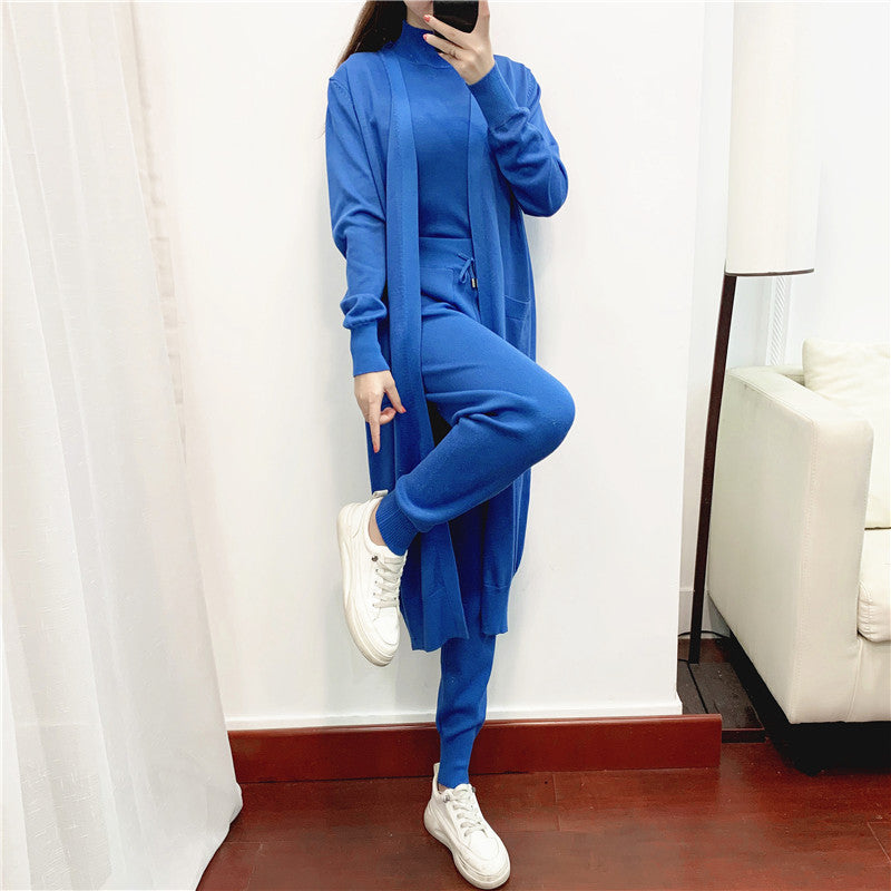 Women's Fashionable Graceful Casual Knitted Three-piece Set Suits