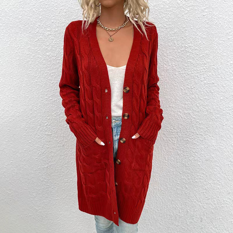 Women's Fashion Wear Outer Long Single Breasted Sweaters