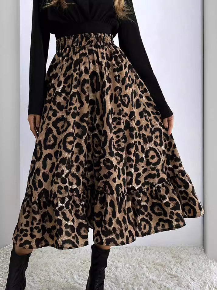 Women's Sexy Leopard Print High Waist Loose Skirts