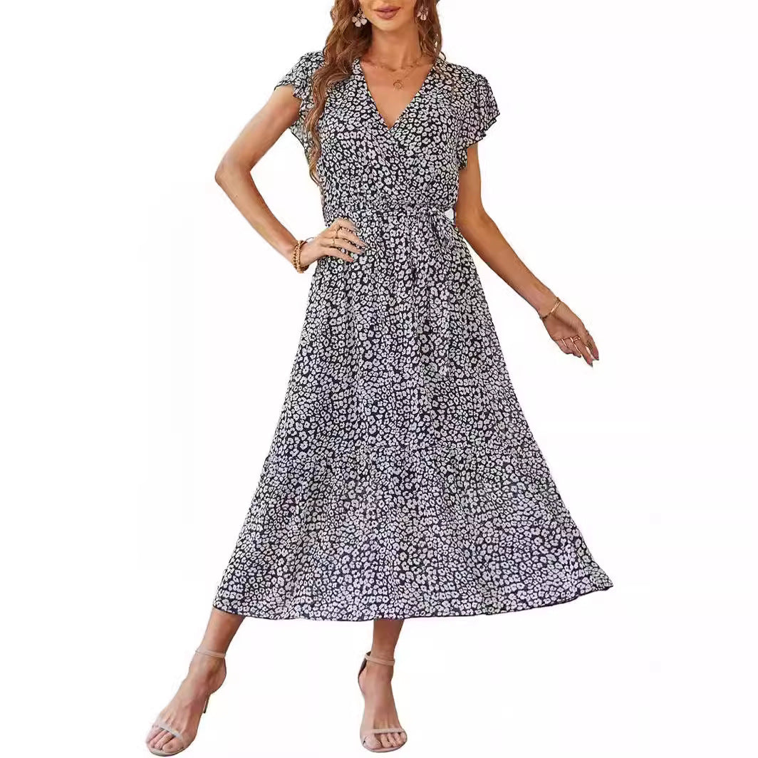 Women's Mid-length Summer Short-sleeved Printed Dress Dresses