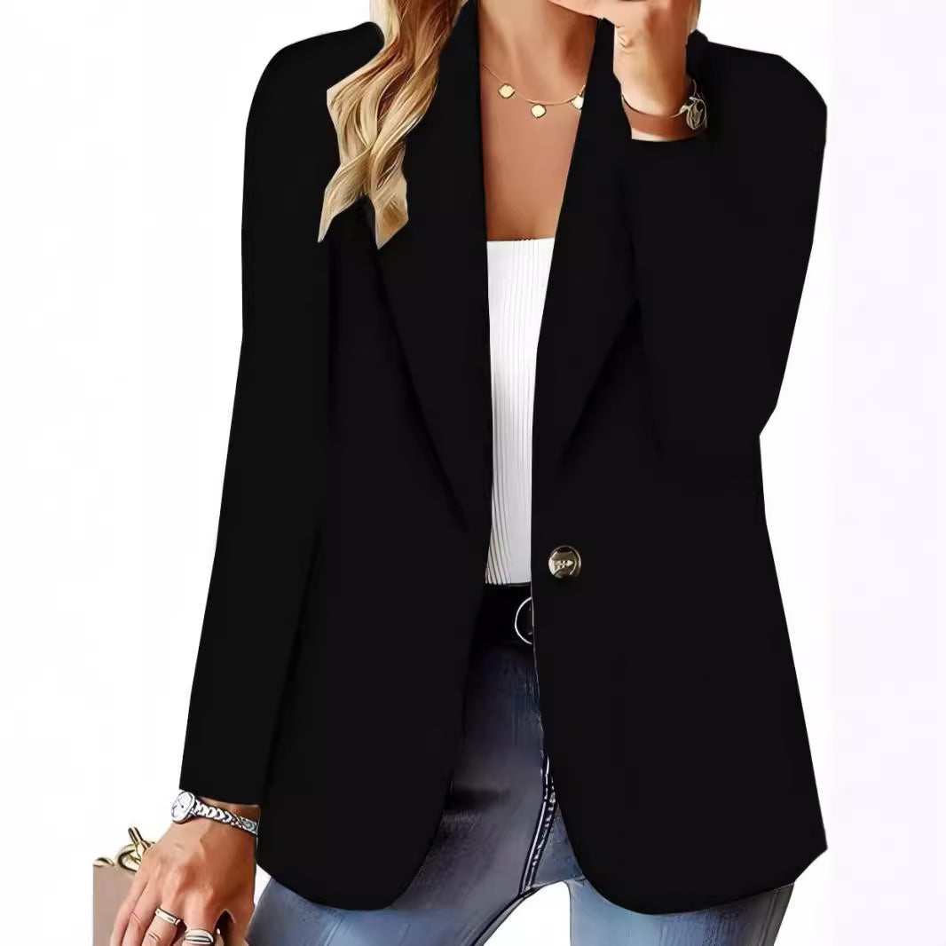 Women's Fashionable Solid Color One Button For Blazers