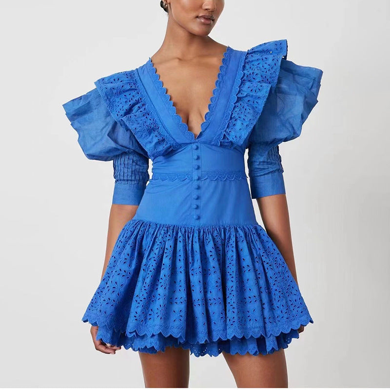 Robe française de style Mori, design d'automne, jupes à volants