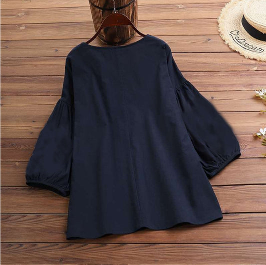 Women's Sweet Lantern Sleeve Loose Leisure Slimming Blouses