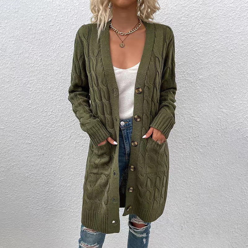 Women's Fashion Wear Outer Long Single Breasted Sweaters