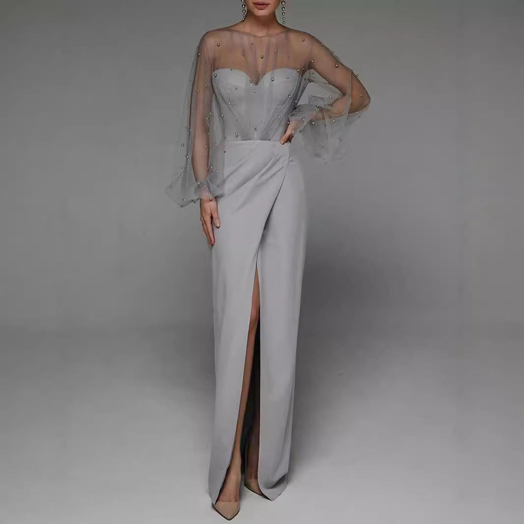 Women's Long Dress Sexy Strap Pearl Sleeve Wedding Dresses