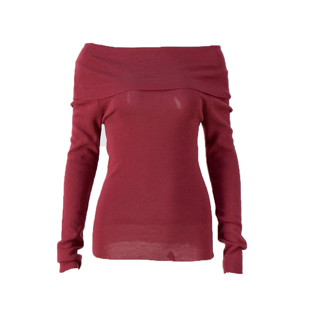 Pull sexy de printemps en tricot de couleur unie pour femme