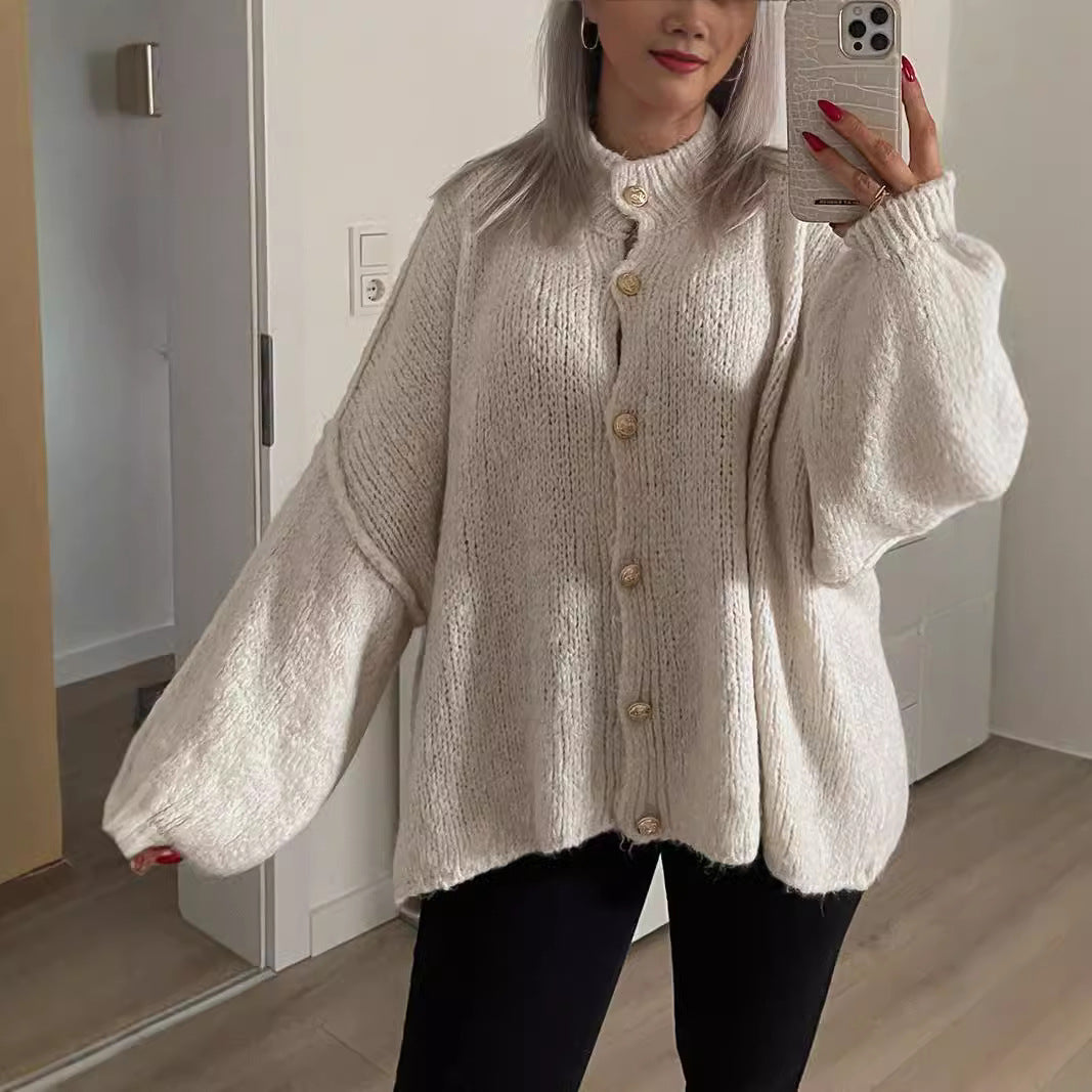 Fashion Solid Color Casual Retro Batwing Sweaters