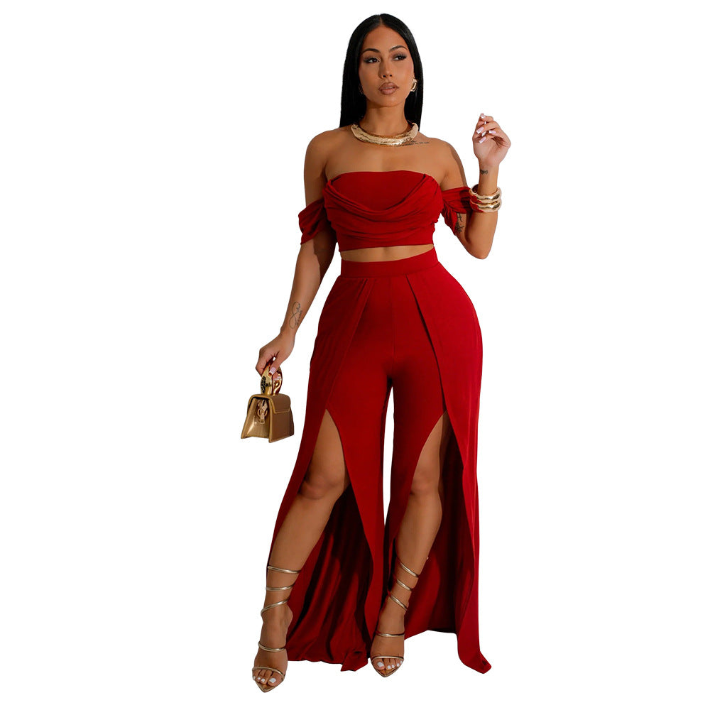 Women's Fashion Wear Casual Tube Split Wide Suits