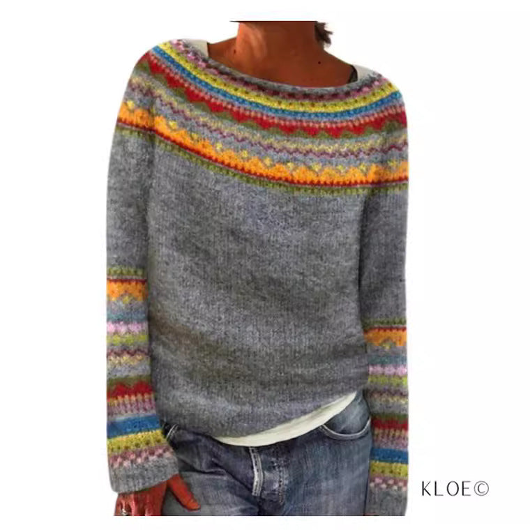 Women's Round Neck Multicolor Loose Fashion Pullover Sweaters