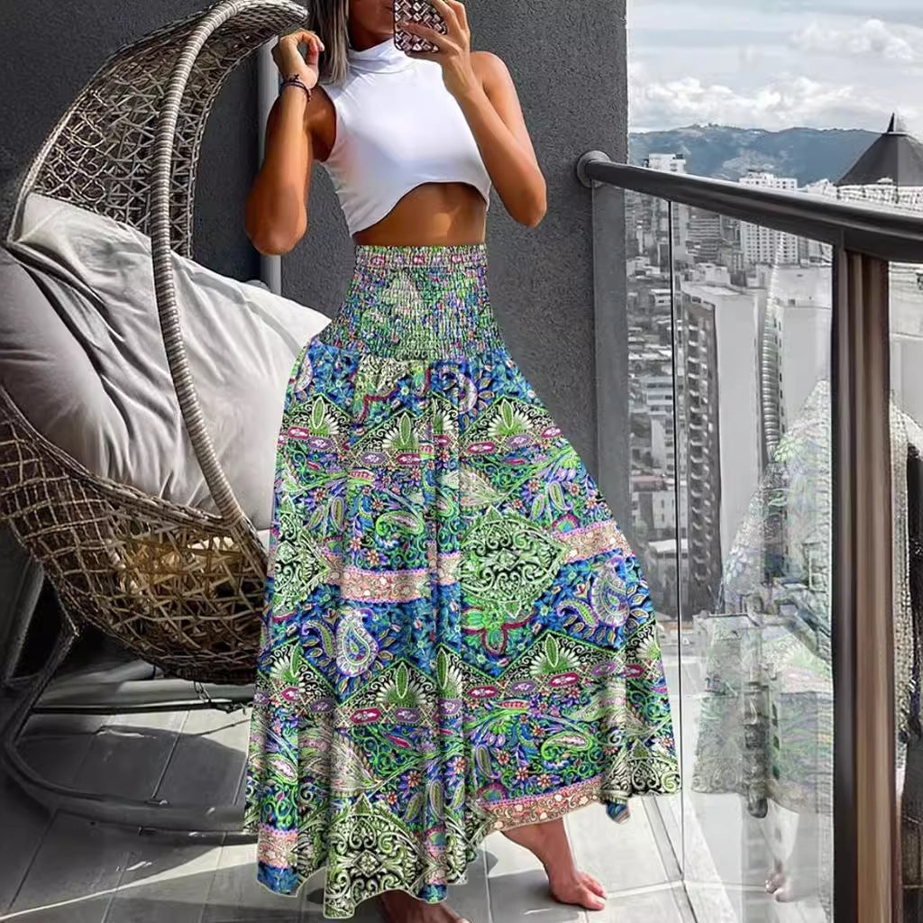 Women's Summer Waist Slimming Printed Wear For Skirts