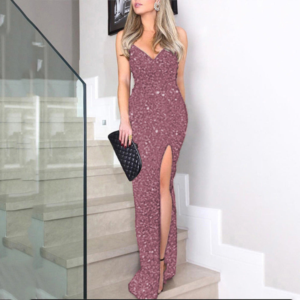 Women's High Waist Sexy Fashion Dress Sequined Evening Dresses