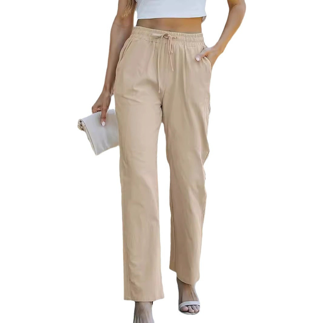 Women's Simple Style Solid Color High Waist Pants