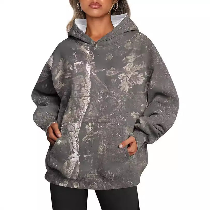 Women's Autumn Camouflage Hoodie Maple Leaf Print Sweaters